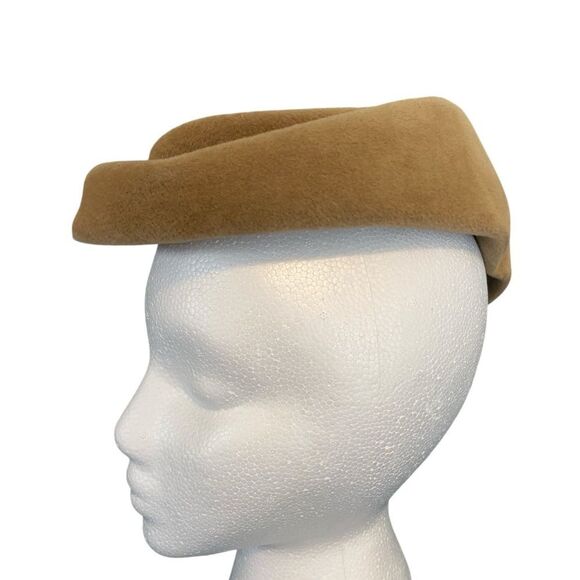 Vintage Florence Reichman Camel Tan Fascinator Hat - Picture 2 of 7